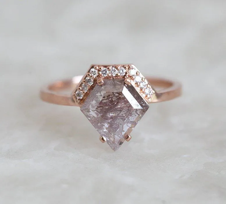 MICHAELA SHIELD SALT & PEPPER DIAMOND RING SET vy 7