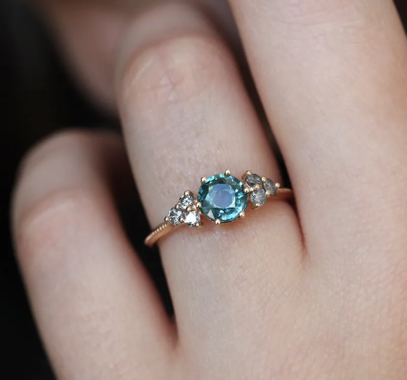 MILA ROUND SAPPHIRE DIAMOND RING view 10