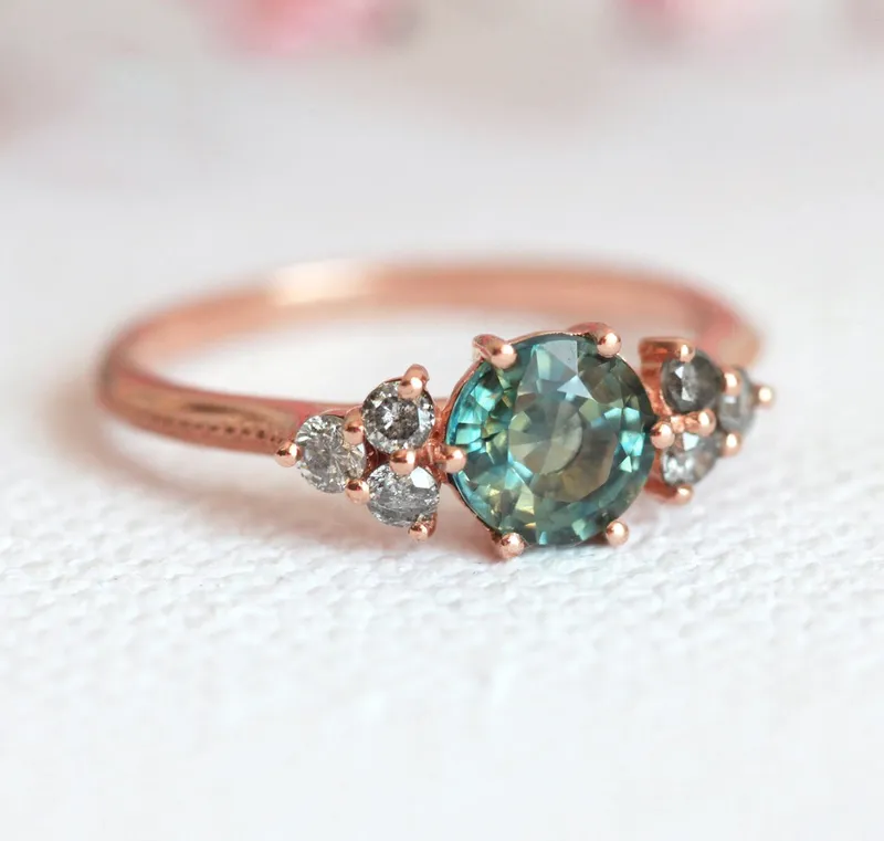 MILA ROUND SAPPHIRE DIAMOND RING view 11