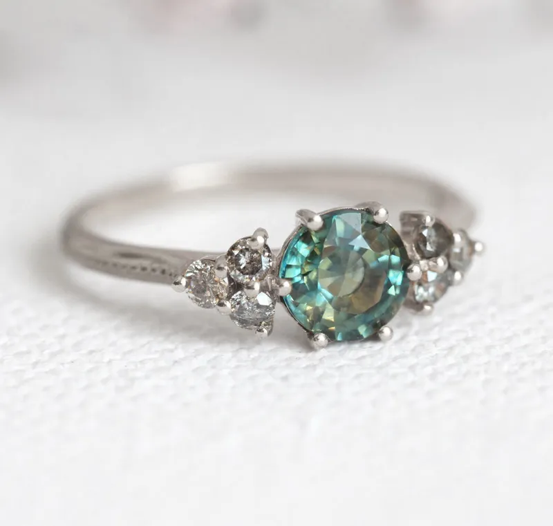 MILA ROUND SAPPHIRE DIAMOND RING view 12