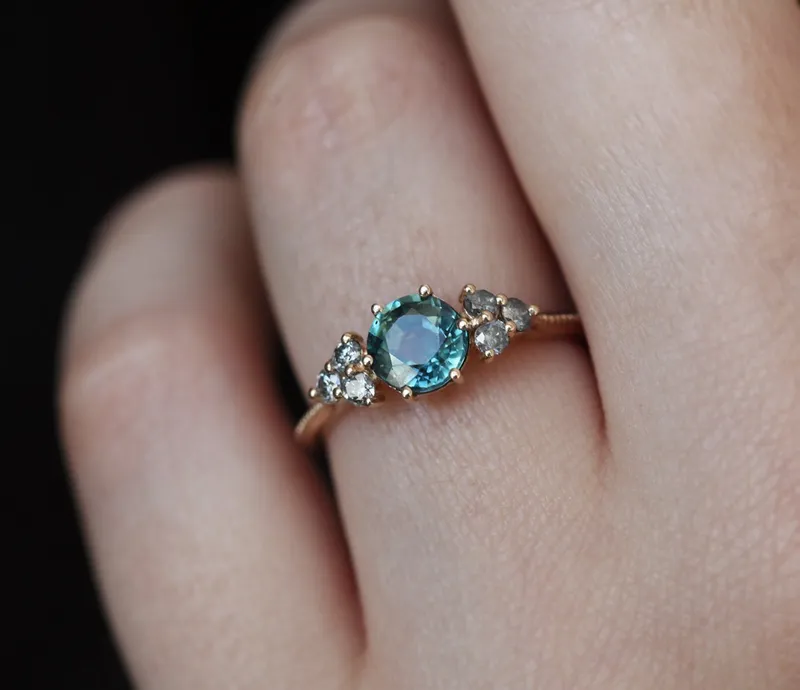 MILA ROUND SAPPHIRE DIAMOND RING view 3