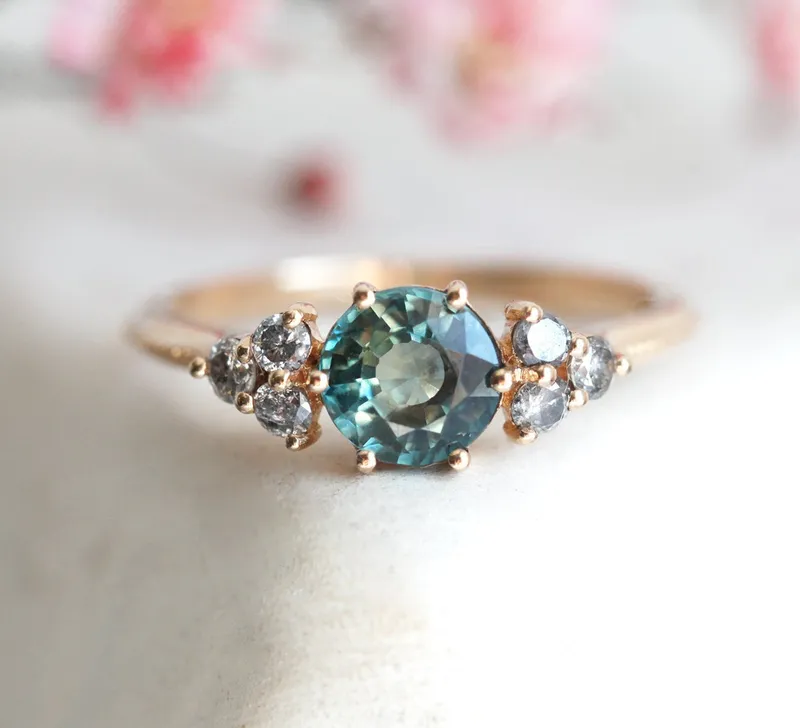MILA ROUND SAPPHIRE DIAMOND RING view 4