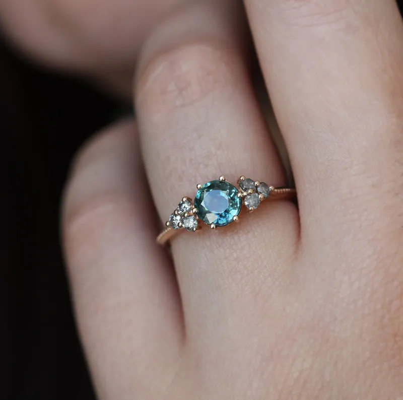 MILA ROUND SAPPHIRE DIAMOND RING view 5