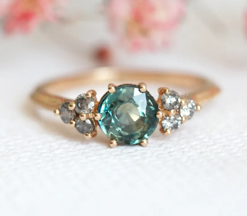 MILA ROUND SAPPHIRE DIAMOND RING view 6