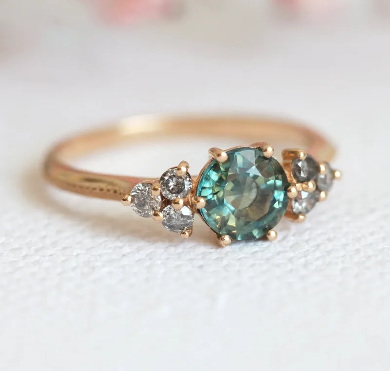 MILA ROUND SAPPHIRE DIAMOND RING view 7