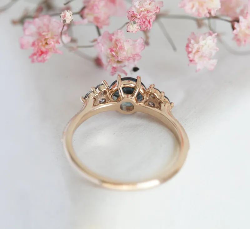 MILA ROUND SAPPHIRE DIAMOND RING view 9