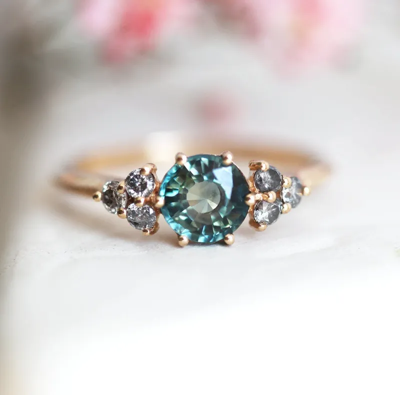 MILA ROUND SAPPHIRE DIAMOND RING sapphire round cut engagement ring