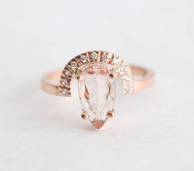 MILEY PEAR MORGANITE RING view 2
