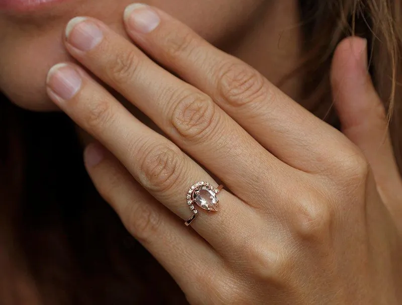 MILEY PEAR MORGANITE RING view 3