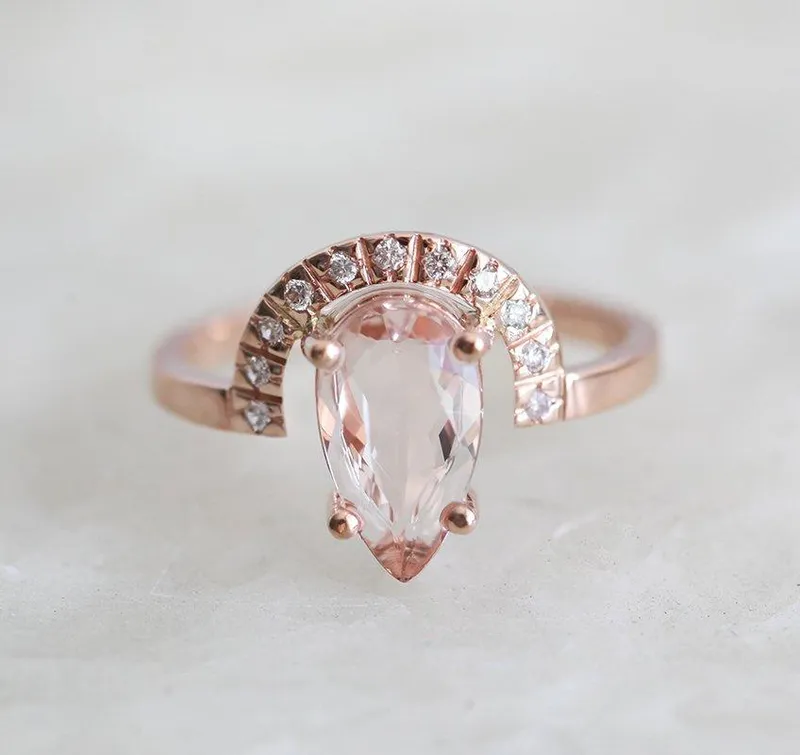 MILEY PEAR MORGANITE RING view 4