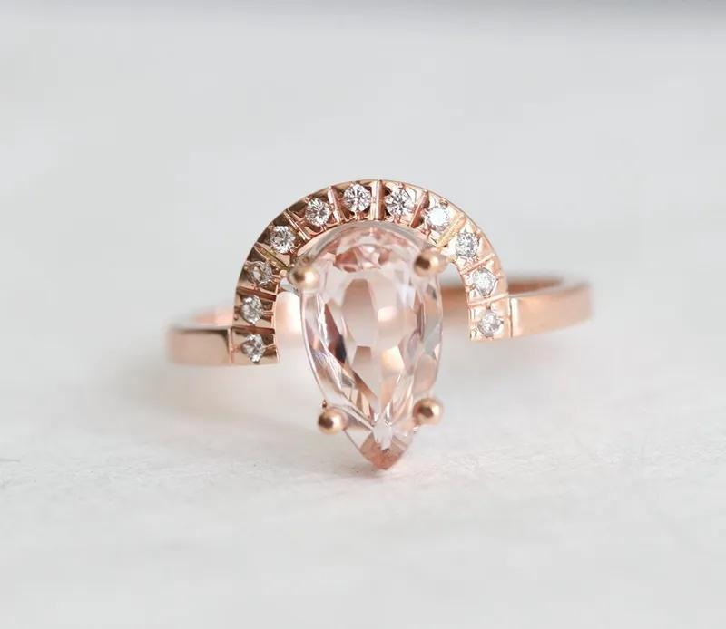MILEY PEAR MORGANITE RING view 5