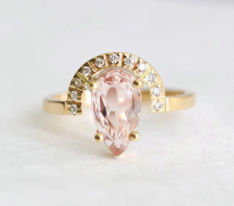 MILEY PEAR MORGANITE RING view 7