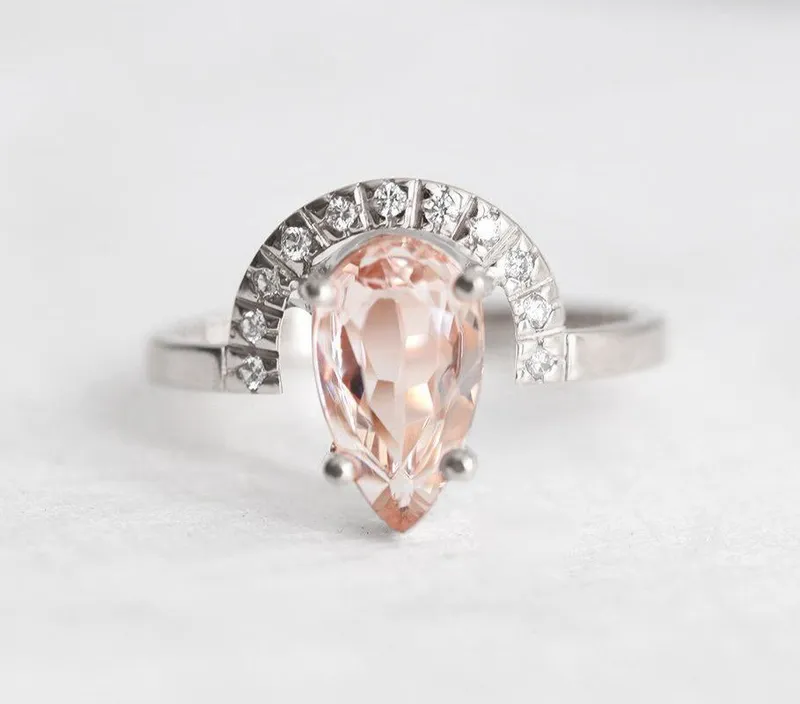 MILEY PEAR MORGANITE RING view 8