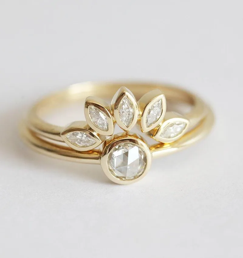 Mini Diamond Crown Ring, Mini Diamond Wedding Band vy 2