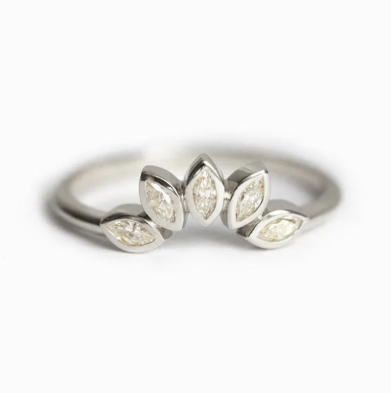 Mini Diamond Crown Ring, Mini Diamond Wedding Band vy 7