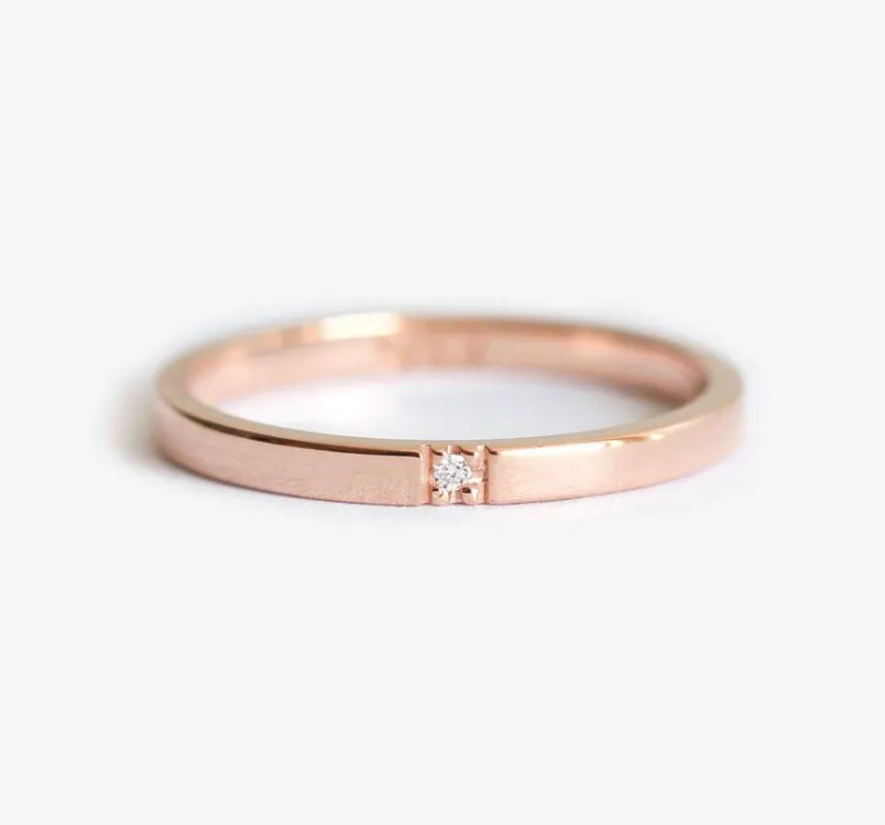 Minimalist Diamond Band diamond round cut engagement ring
