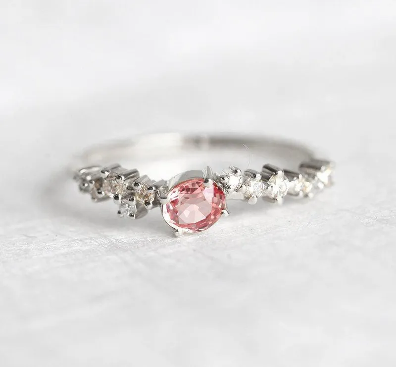 Mirach Peach Sapphire Diamond Cluster Ring view 8