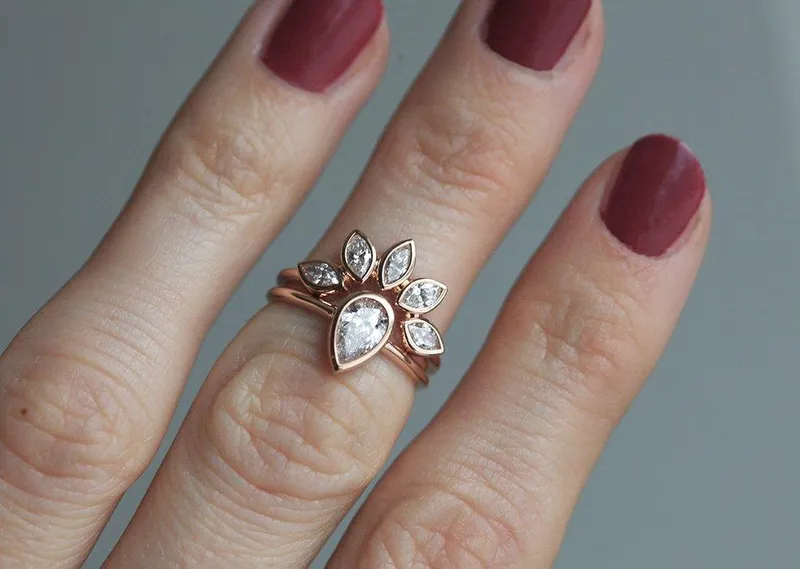 Miranda Pear Diamond Engagement Ring Set view 2