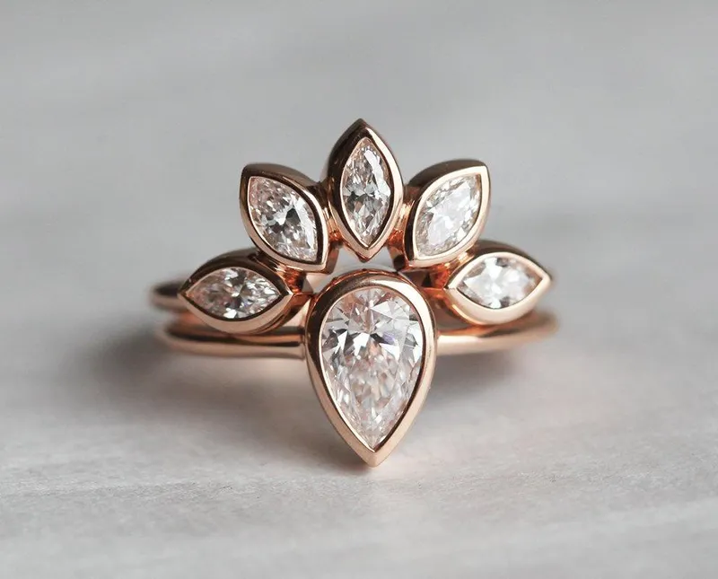 Miranda Pear Diamond Engagement Ring Set view 5