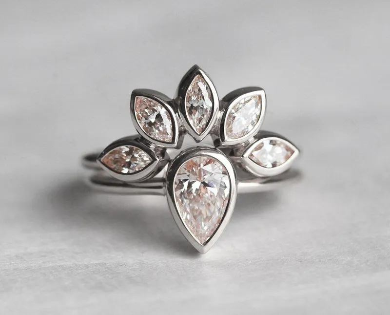 Miranda Pear Diamond Engagement Ring Set view 6