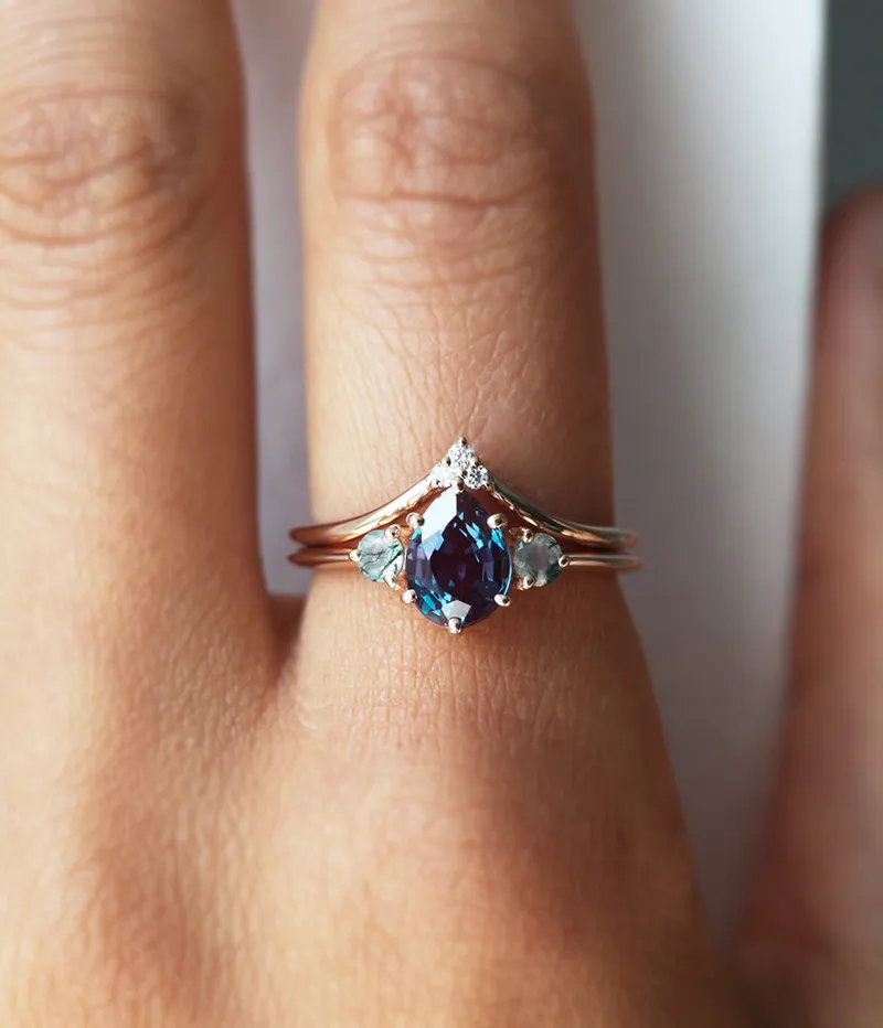 Misella Pear Alexandrite Ring vy 2