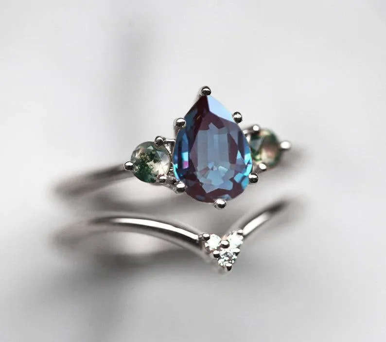 Misella Pear Alexandrite Ring Set vy 14