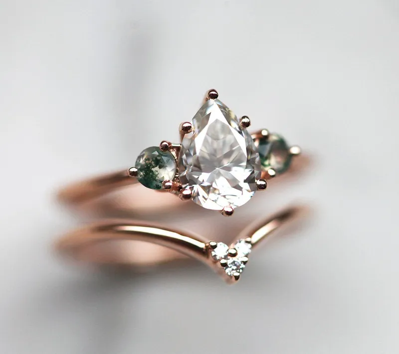 Misella Pear Alexandrite Ring Set vy 7