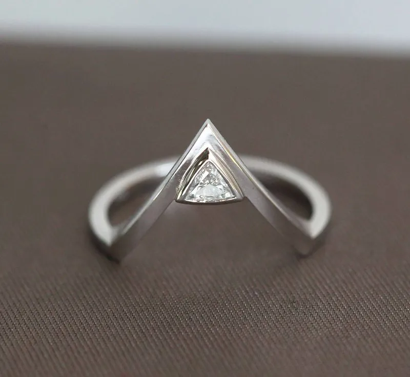 Modern Diamond Ring, Modern Wedding Ring vy 4