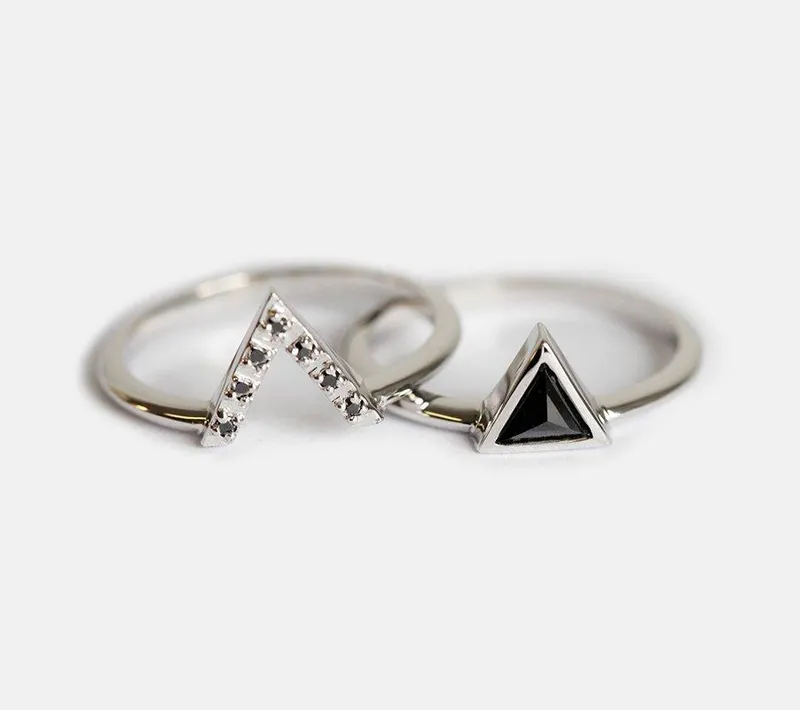 Modern Ring Set: White Gold & Black Diamonds diamond engagement ring