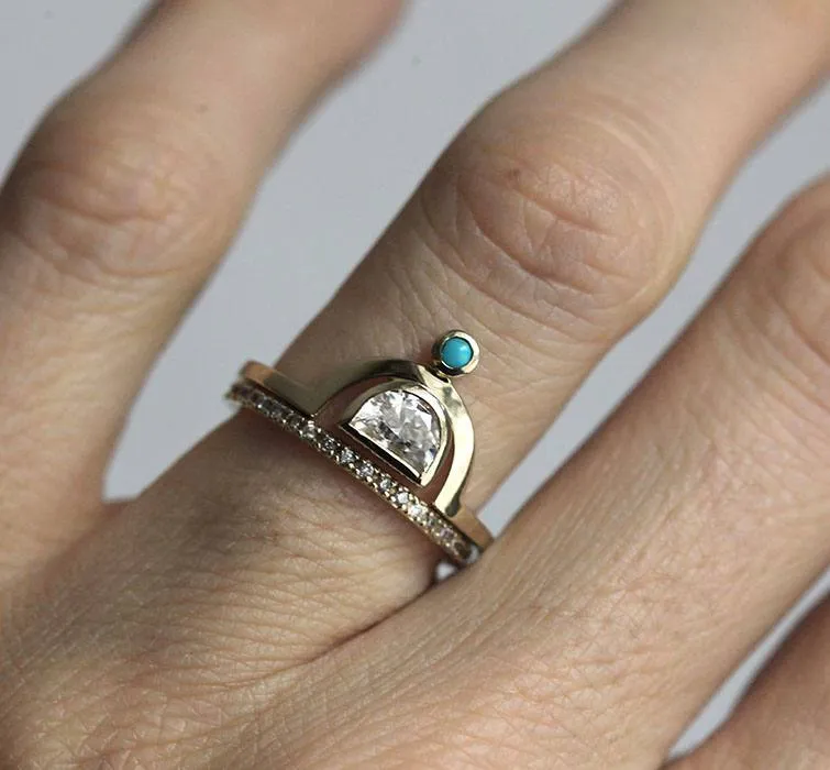 MOISSANITE ENGAGEMENT RING, UNIQUE MOISSANITE RING vy 5