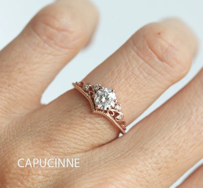 MOISSANITE ENGAGEMENT RING OR RING SET WITH DIAMONDS vy 3