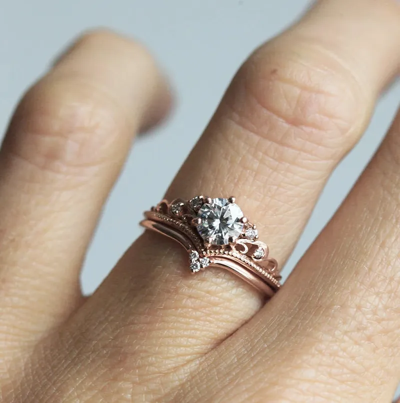 MOISSANITE ENGAGEMENT RING OR RING SET WITH DIAMONDS vy 5