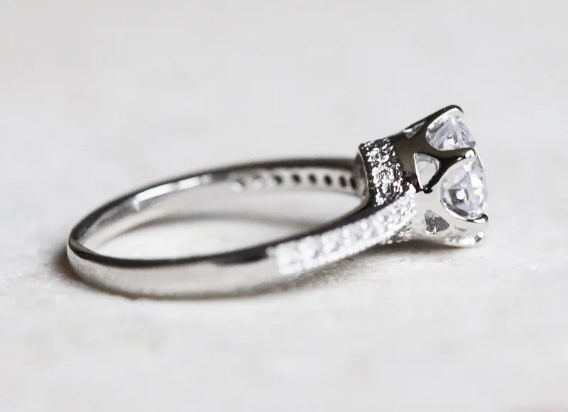 Moissanite Prong Engagement Ring With Side Diamonds vy 2