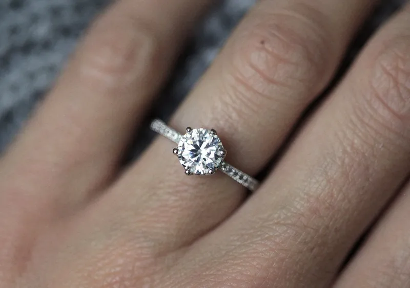 Moissanite Prong Engagement Ring With Side Diamonds vy 3