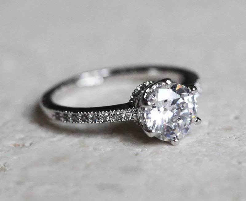 Moissanite Prong Engagement Ring With Side Diamonds vy 5