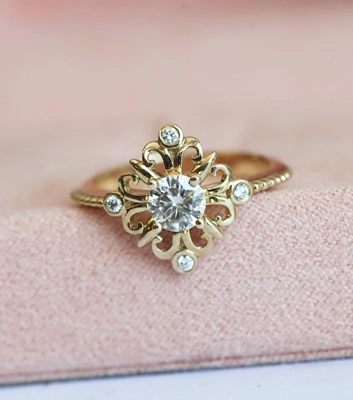 MOISSANITE RING, GOLD ENGAGEMENT RING vy 3