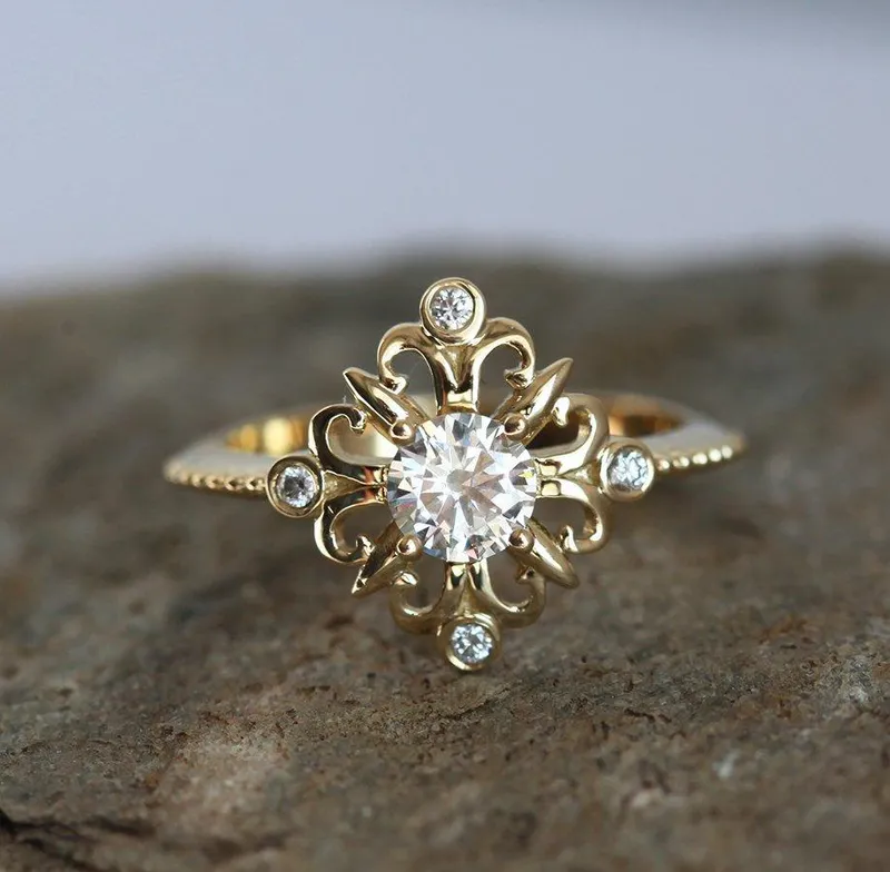 MOISSANITE RING, GOLD ENGAGEMENT RING vy 4