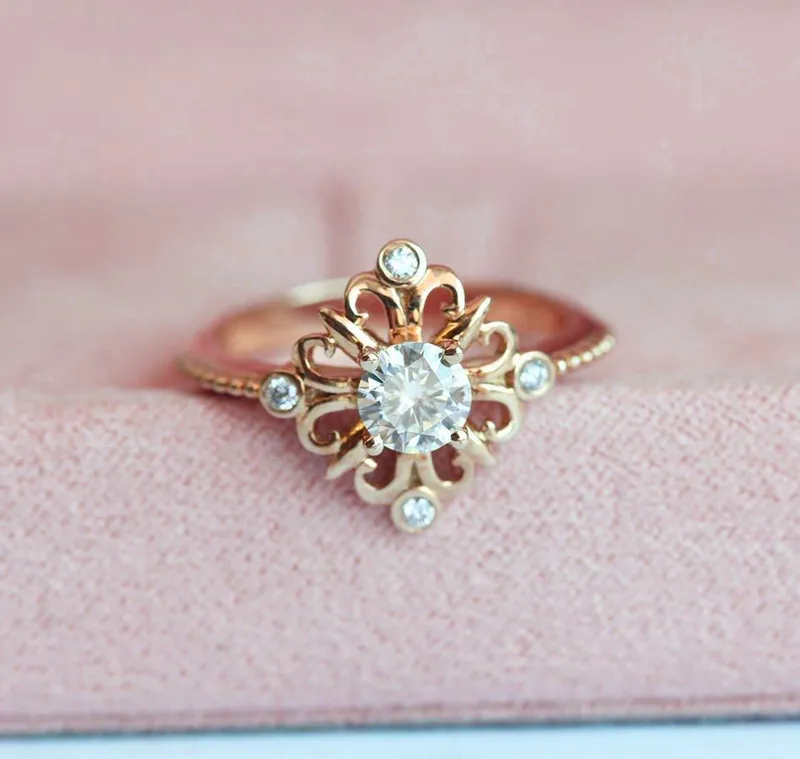 MOISSANITE RING, GOLD ENGAGEMENT RING vy 6