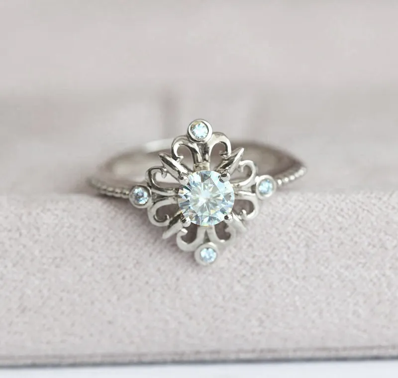 MOISSANITE RING, GOLD ENGAGEMENT RING vy 7