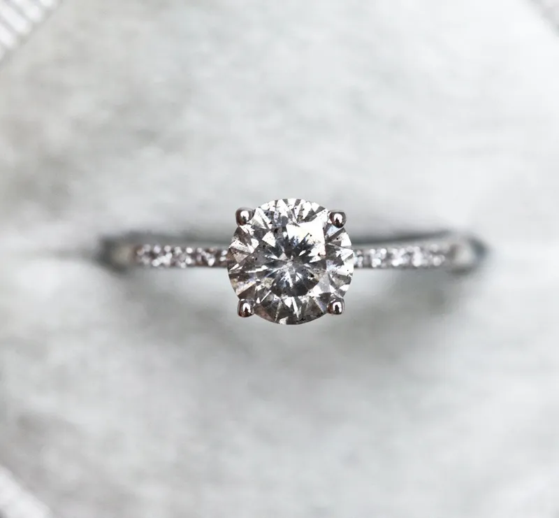 Monica Round Salt & Pepper Diamond Ring view 3