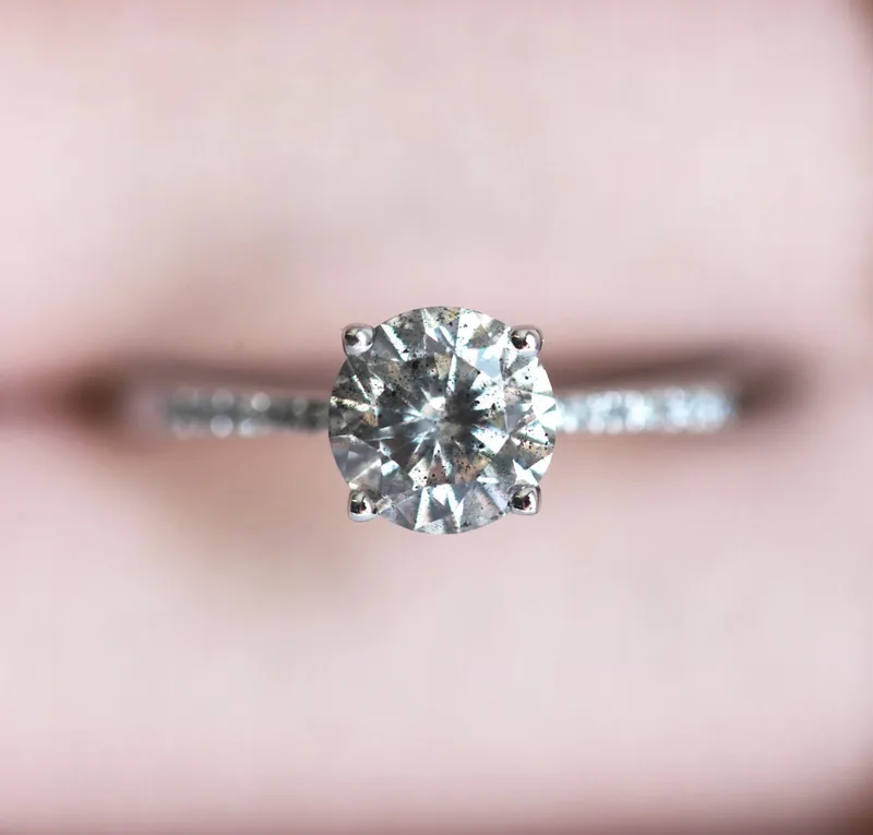 Monica Round Salt & Pepper Diamond Ring view 4