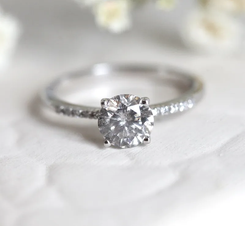 Monica Round Salt & Pepper Diamond Ring view 6