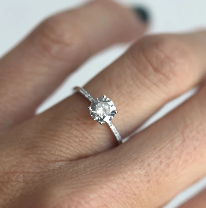 Monica Round Salt & Pepper Diamond Ring view 7