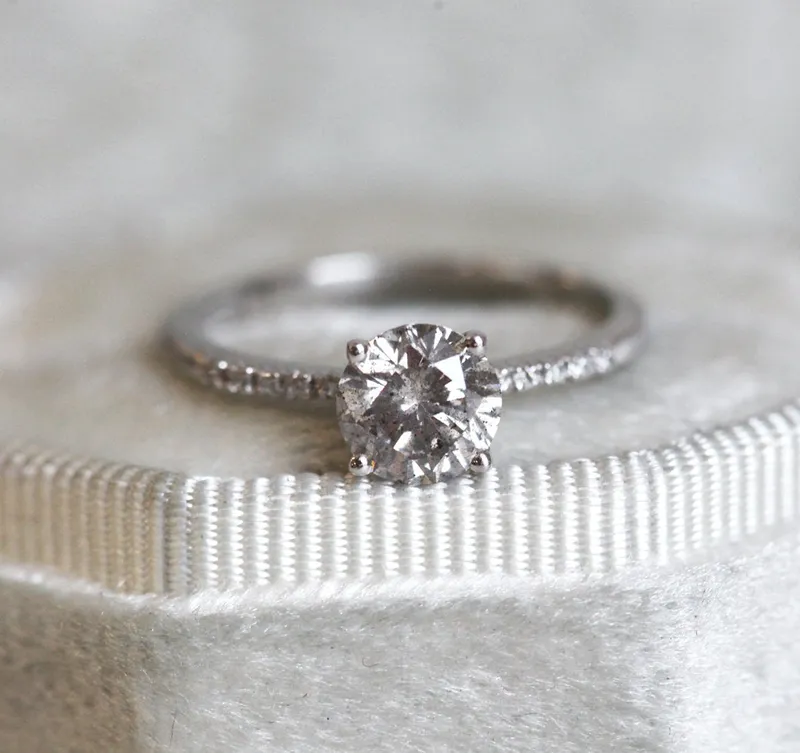 Monica Round Salt & Pepper Diamond Ring view 9