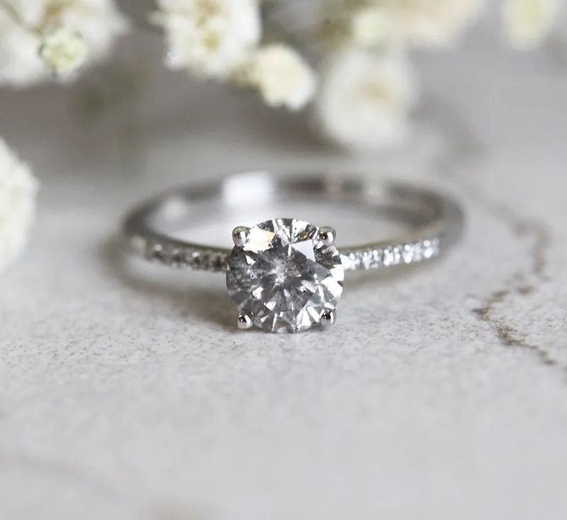 Monica Round Salt & Pepper Diamond Ring diamond round cut engagement ring