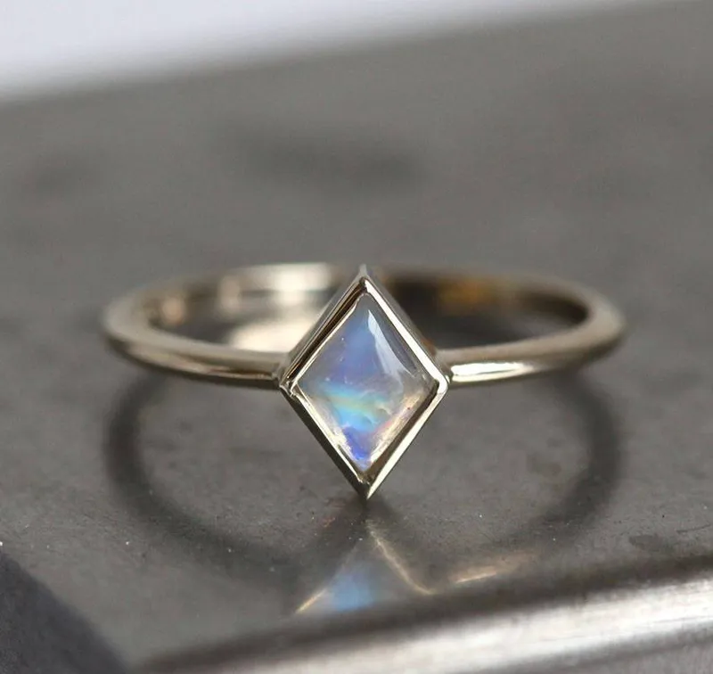 Moonstone Ring, Moonstone Engagement Ring vy 2