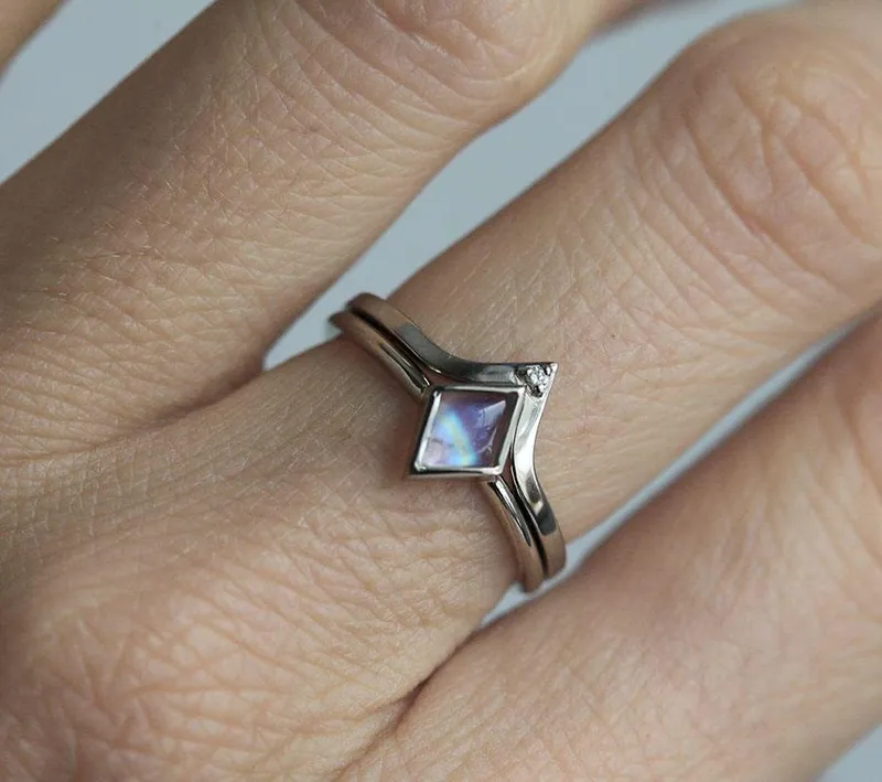 Moonstone Ring, Moonstone Engagement Ring vy 3