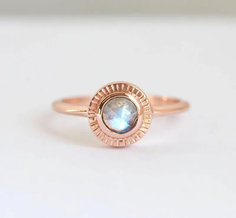 Moonstone Sun Ring round cut engagement ring