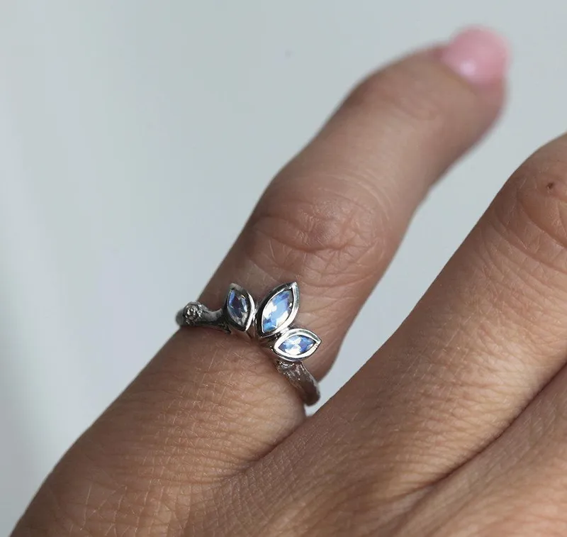 Moonstone Wedding Ring, Moonstone Wedding Band vy 2
