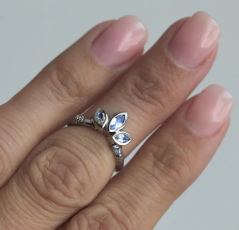 Moonstone Wedding Ring, Moonstone Wedding Band vy 3
